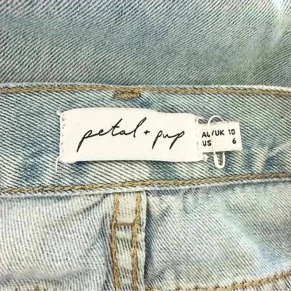 NWOT Petal + Pup Wide Leg Cropped Distressed Jeans | Light Wash | SZ 6 - Picture 6 of 7